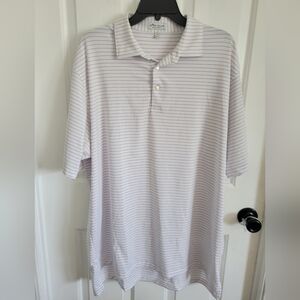 Peter Millar Summer Comfort Men's Purple White Stripe Polo Shirt Size XL